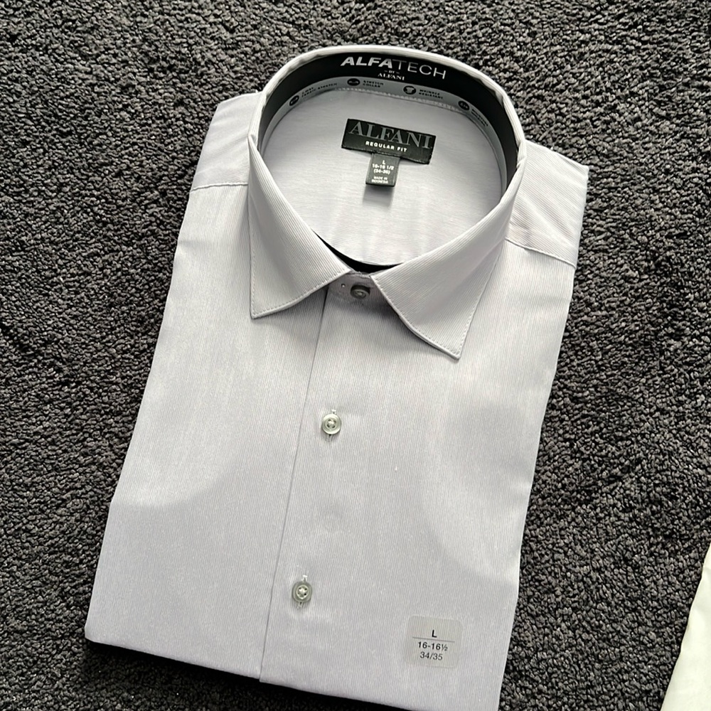Alfani | NWT Mens grey long sleeved button down shirt